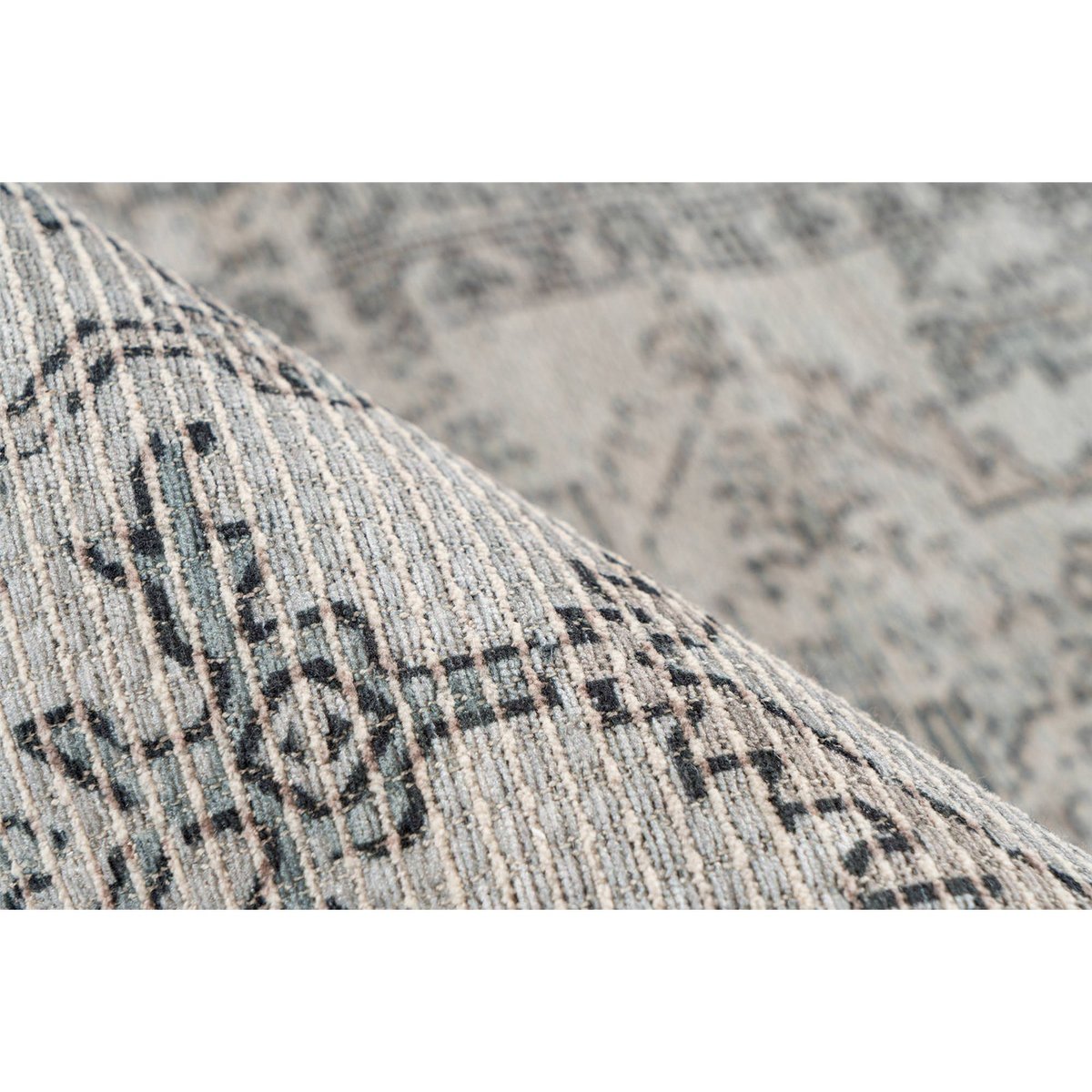 Tapis en coton imprimé style oriental vintage gris vert taupe patiné, ARTE ESPINA