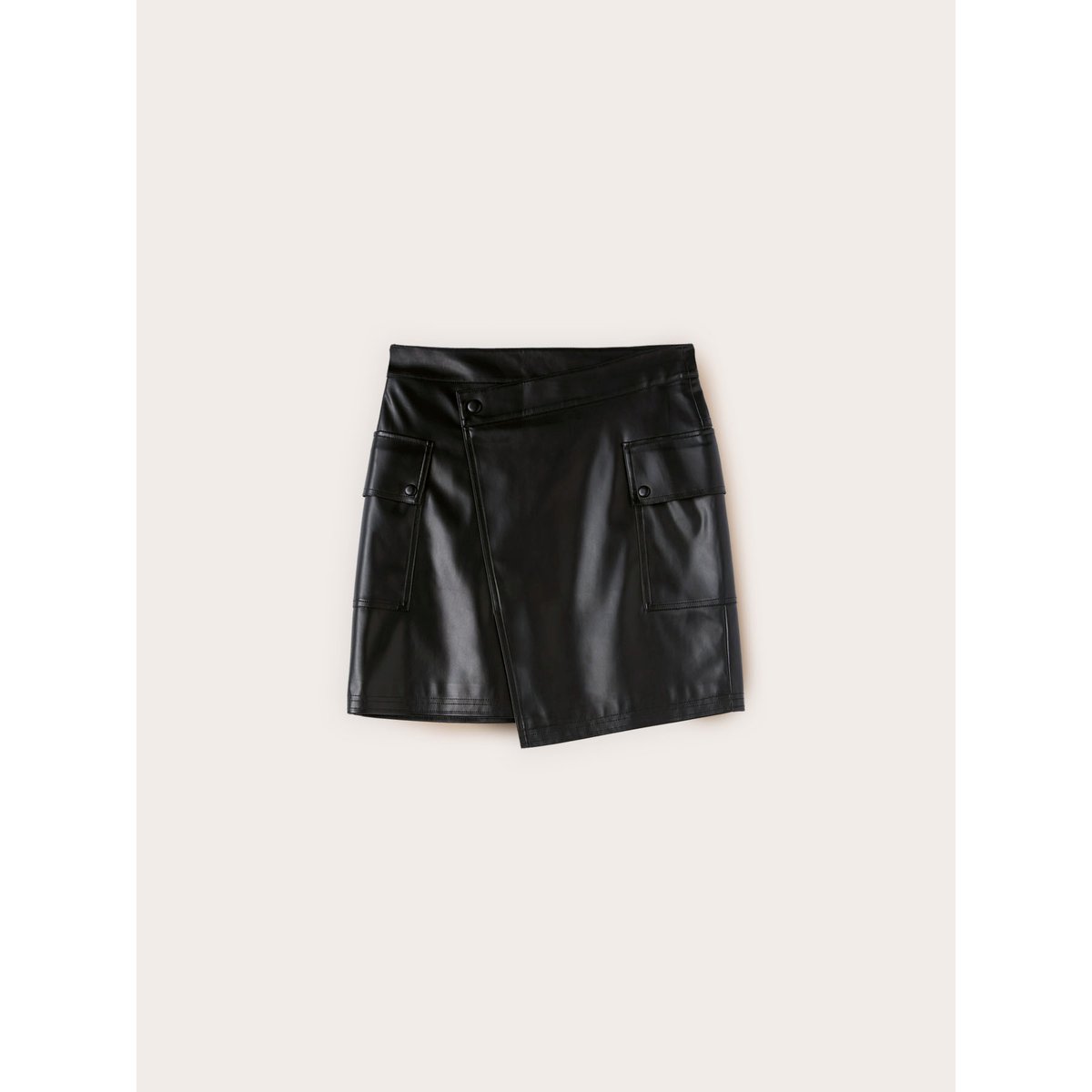 Mini-jupe asymétrique avec poches cargo noir, MOTIVI