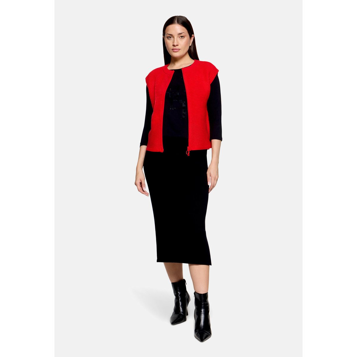 Cardigan en grosse maille sans manches high risk red, BETTY BARCLAY