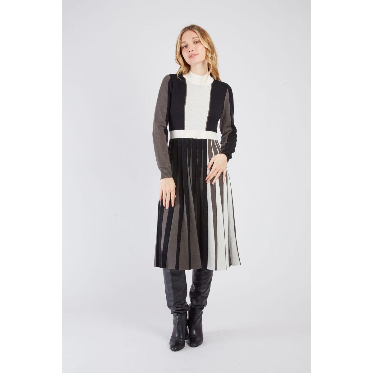 Robe mi-longue en maille CASSIOPEE noir, DERHY