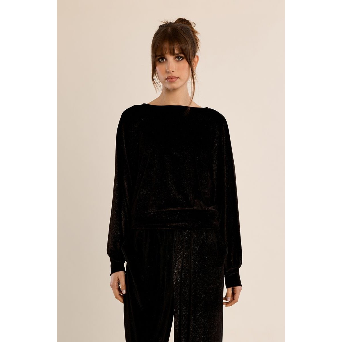 Top manches longues, ouvert dans le dos noir, MOLLY BRACKEN