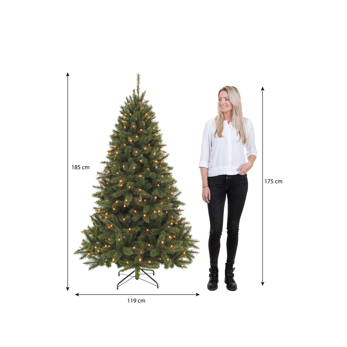 Sapin de Noël artificiel avec LED H185 cm BRISTLECONE vert, TRIUMPH TREE
