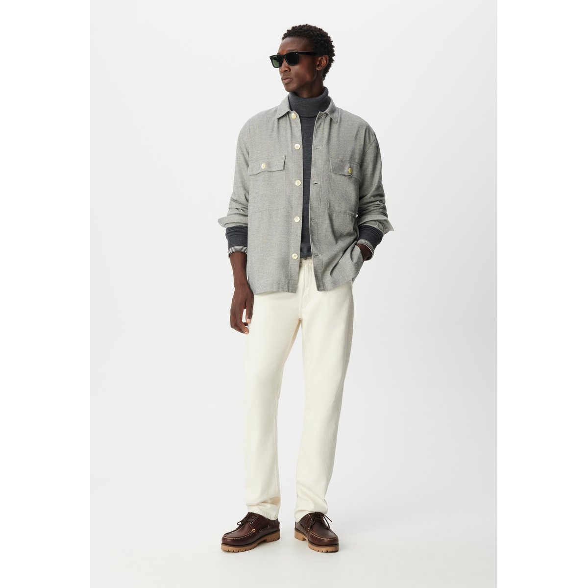 Chemise easy en flanelle gris, IKKS