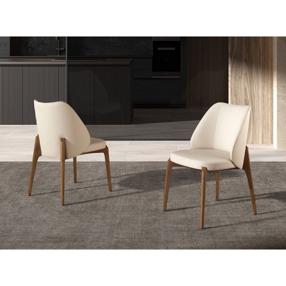 Chaise en similicuir crème noyer | crème, ANGEL CERDA