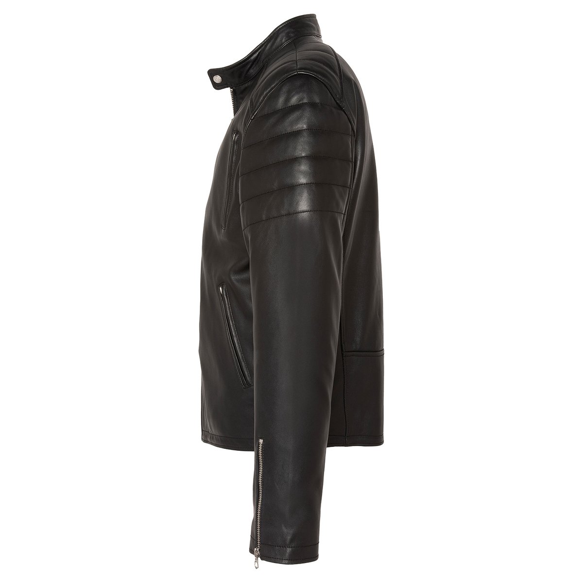 Blouson motard, cuir d'agneau noir, SCHOTT