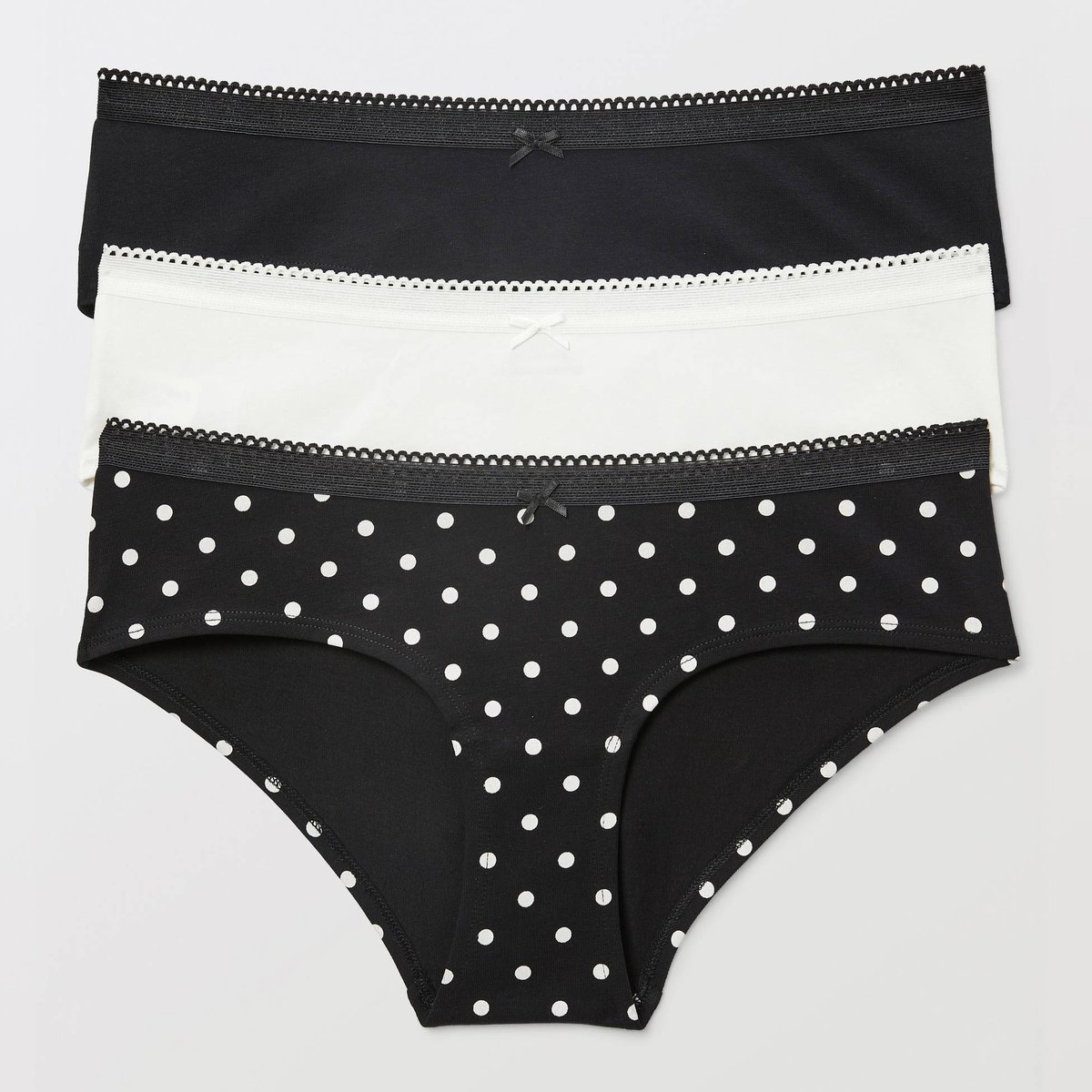 Lot de 3 shorties LEXIE en coton BIO GOTS noir, MONOPRIX