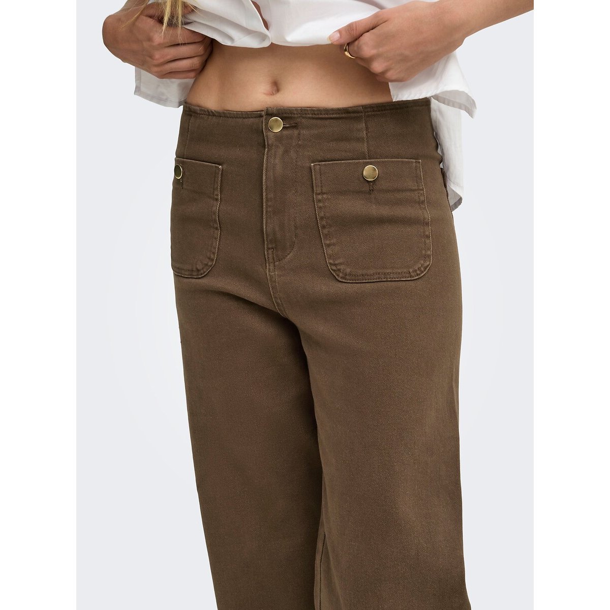 Jean large poches plaquées marron, ONLY