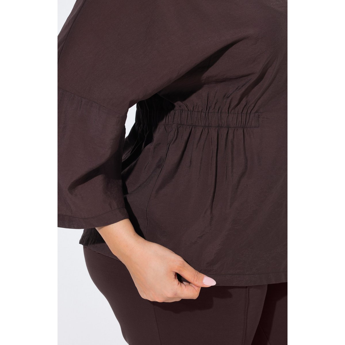 Blouse avec empiècements élastiques acajou, ULLA POPKEN