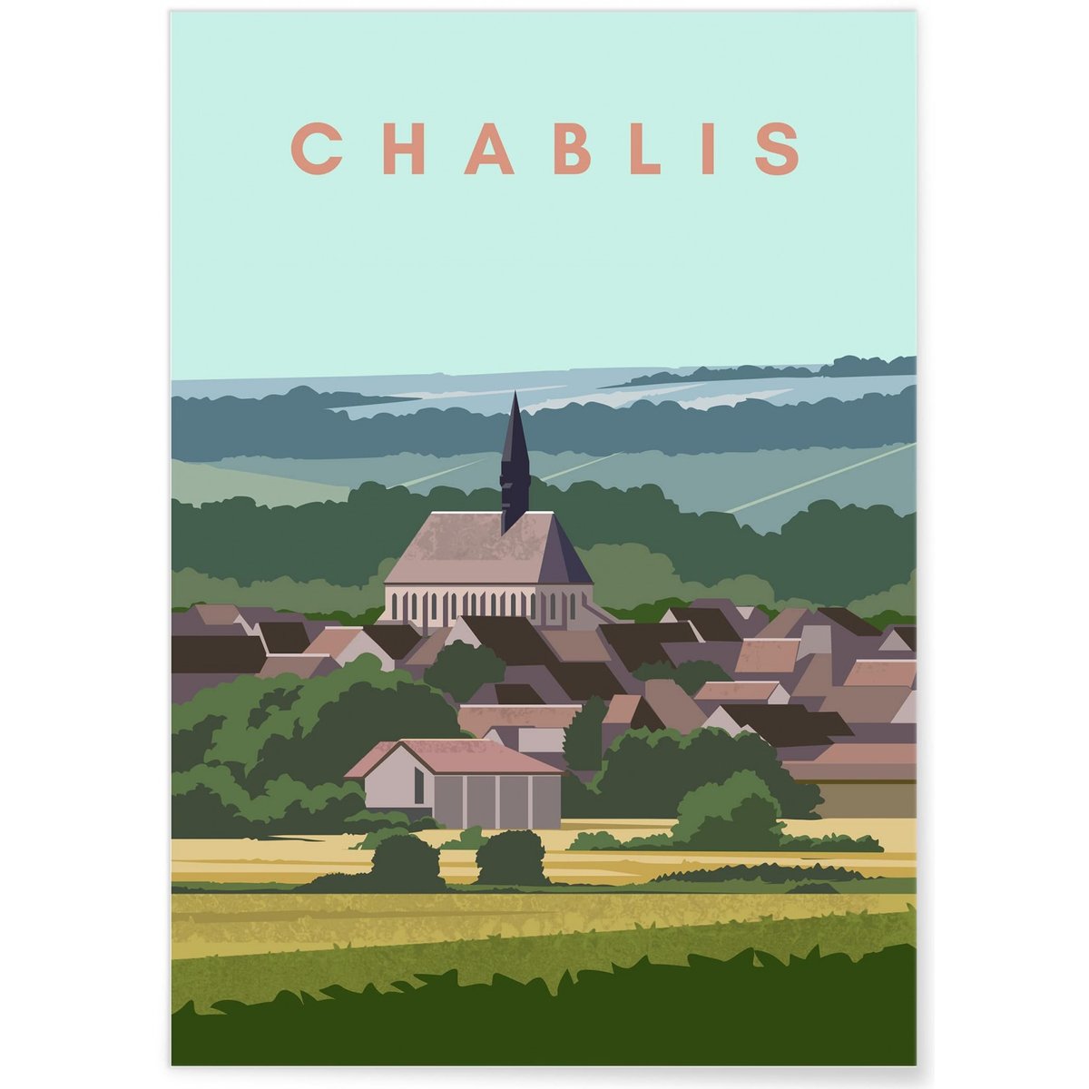 Affiche ville Chablis blanc, L'AFFICHERIE