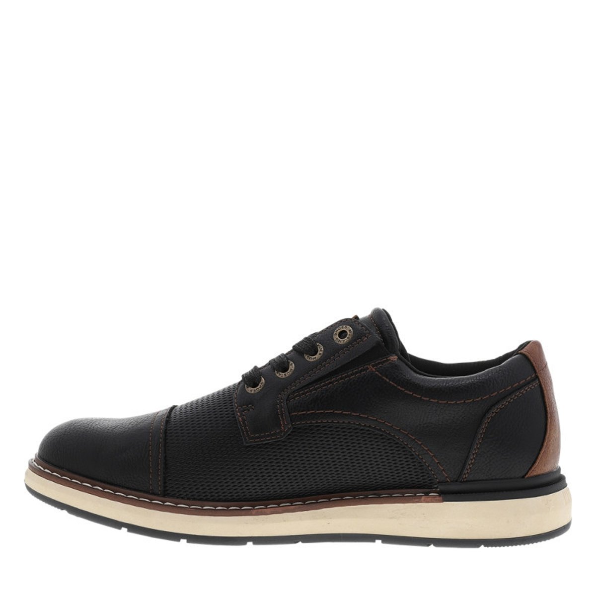 Derbies noires à talon plat munies de lacets et de soufflets élastiqués noir, MUSTANG
