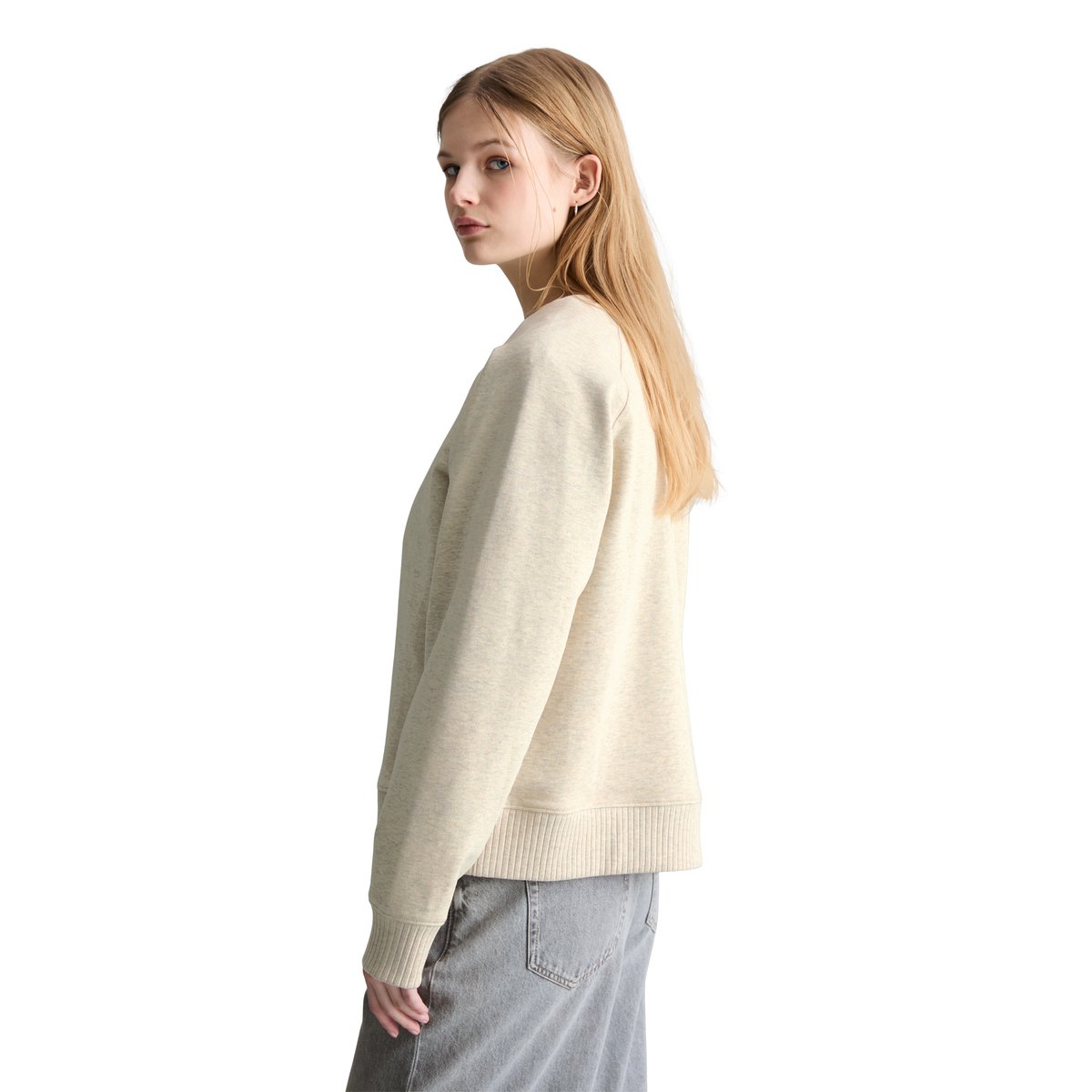 Sweat-shirt DfC relaxed avec poignets en tricot côtelé blanc naturel, MARC O’POLO DENIM