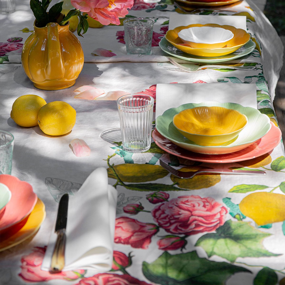 Nappe lin & coton lavé CITRONS DE MENTON romance, GARNIER THIEBAUT