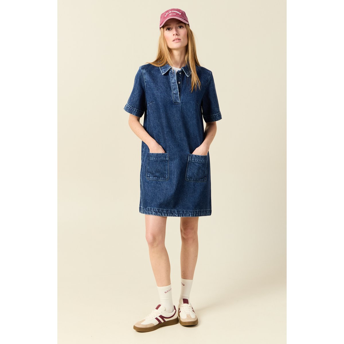 Robe jeans manches courtes denim stone, BONOBO