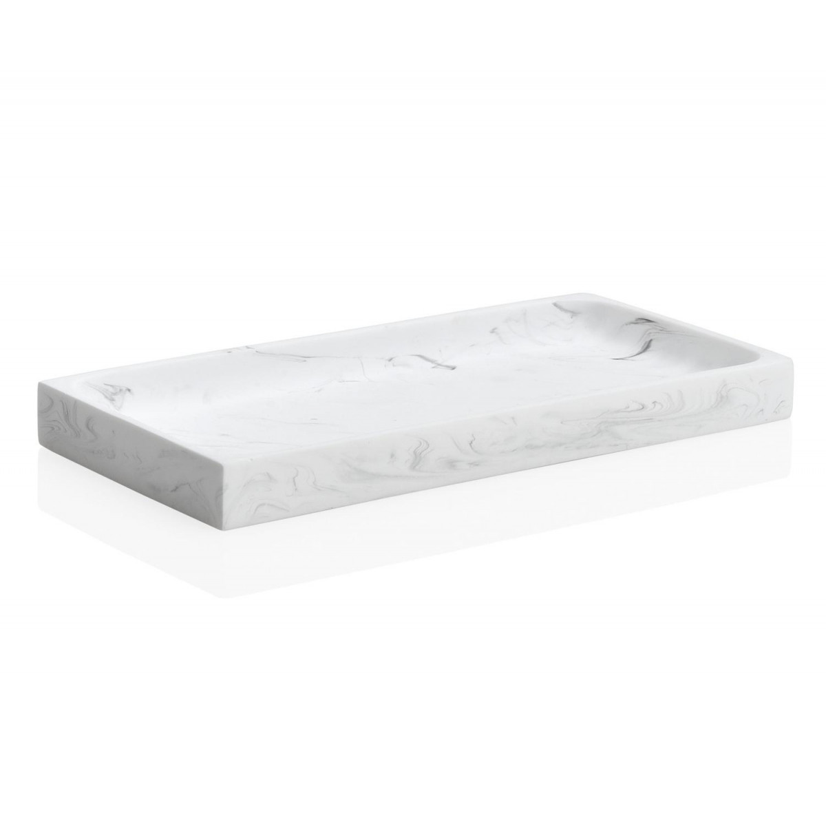 Plateau de présentation salle de Bain résine blanche effet marbre blanc, WADIGA