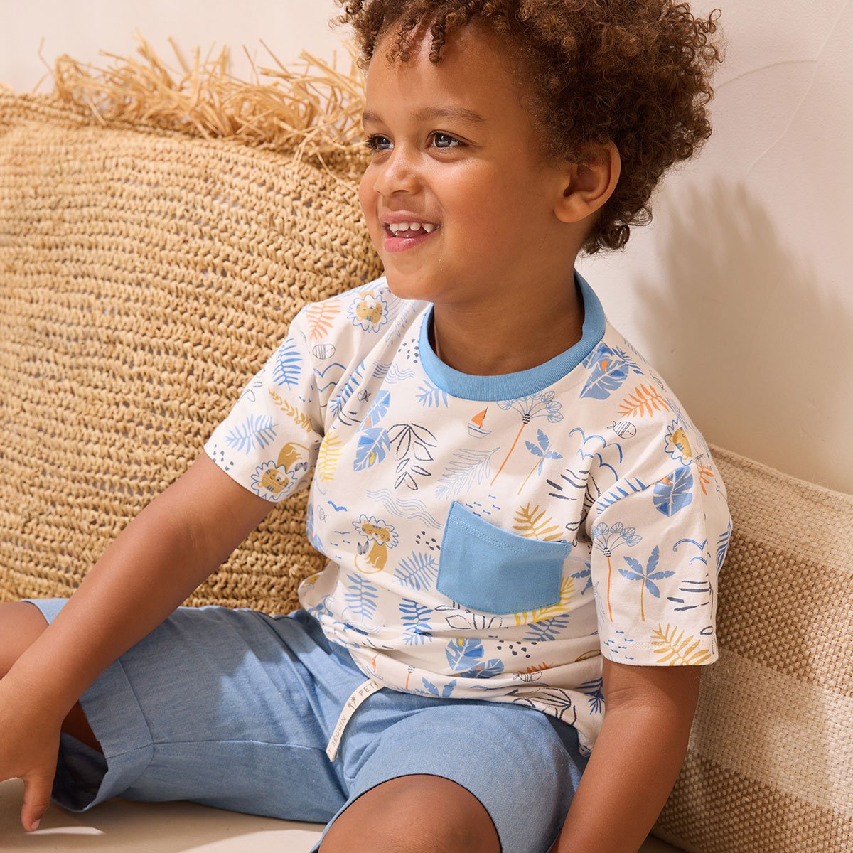 T-shirt enfant Biscarosse bleu, PETIT BEGUIN