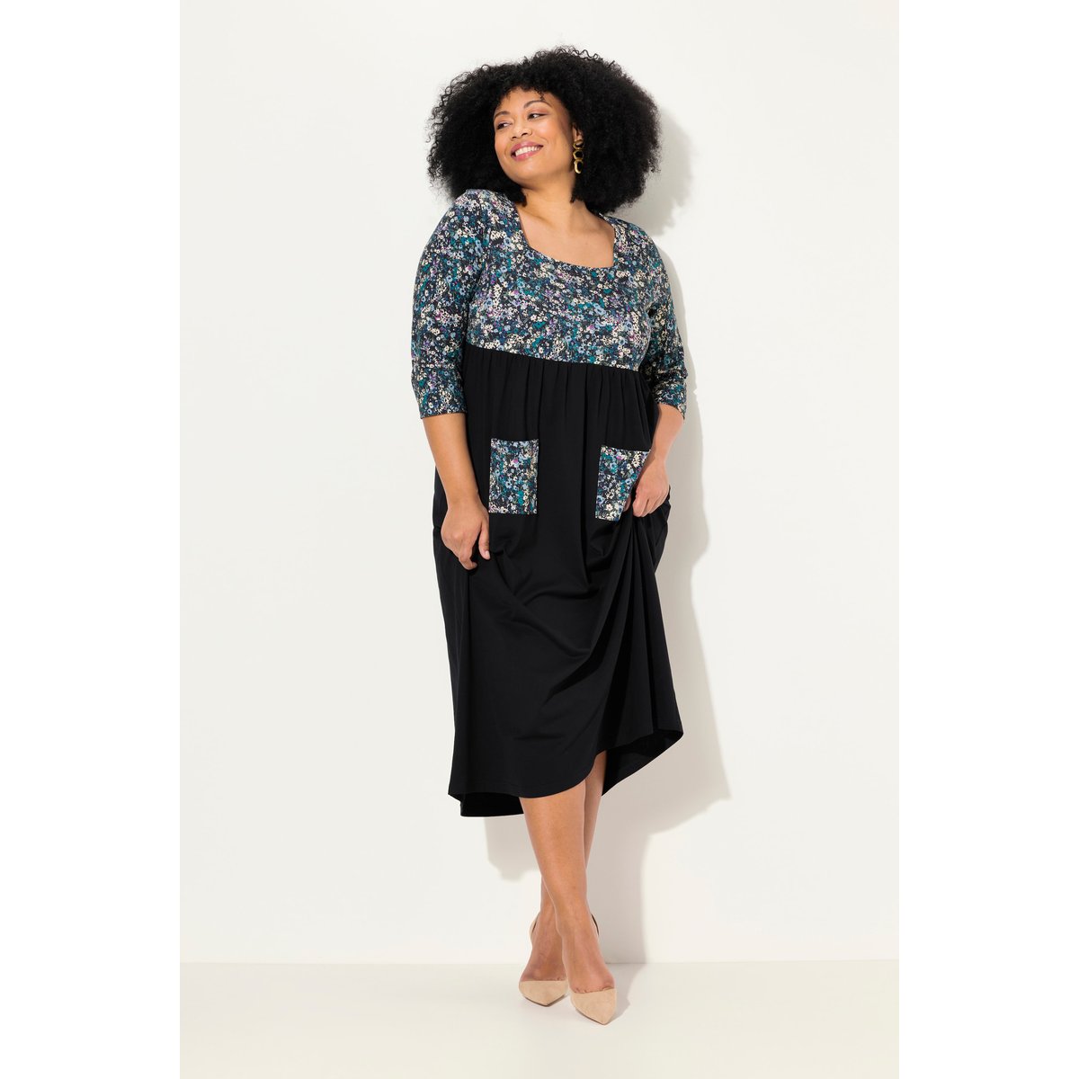 Robe maxi en jersey noir, ULLA POPKEN