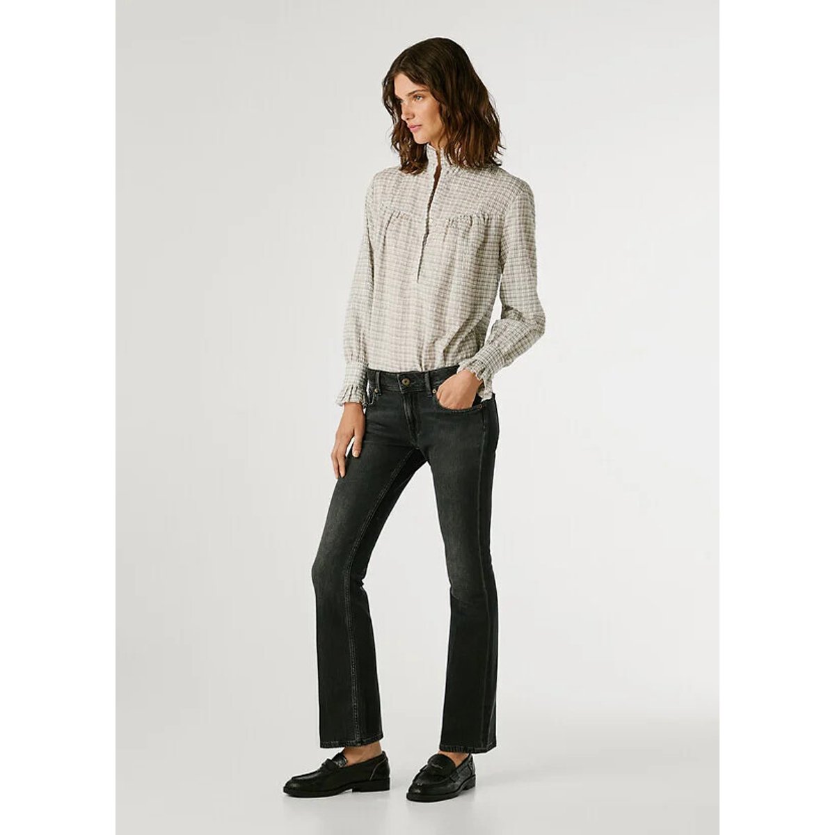 Pimlico Flared Jeans with Low Rise faded deep black, PEPE JEANS