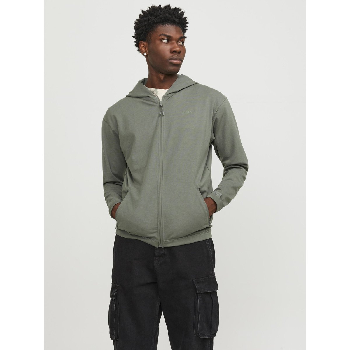 Sweat À Capuche Zippé agave green, JACK & JONES
