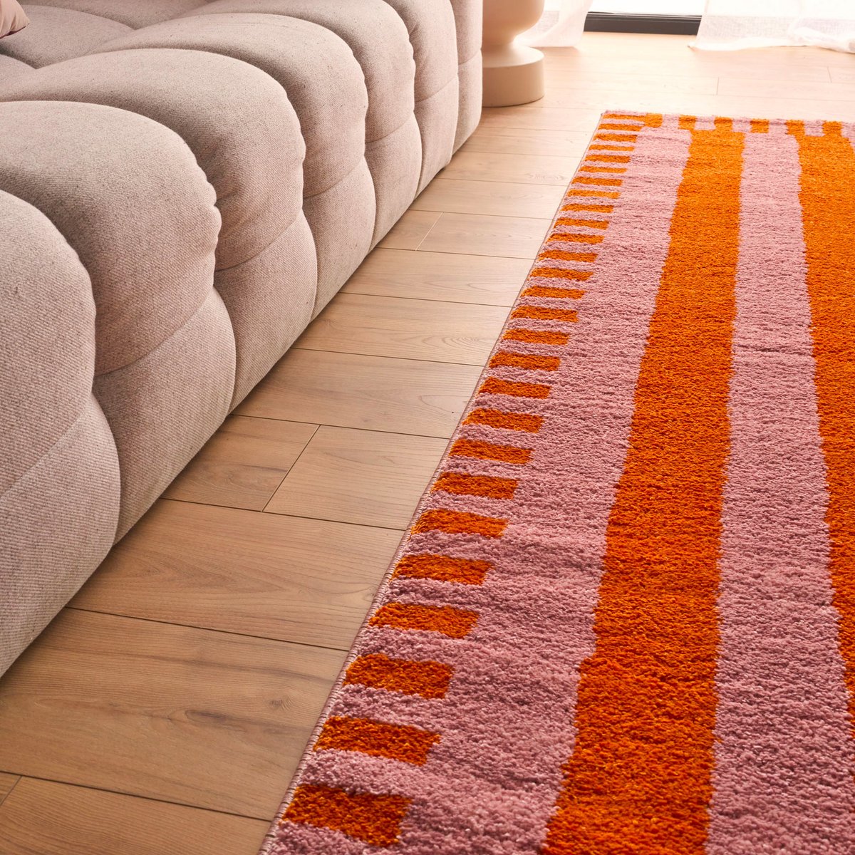 Tapis de salon vintage à rayures GROOVY orange, NAZAR RUGS