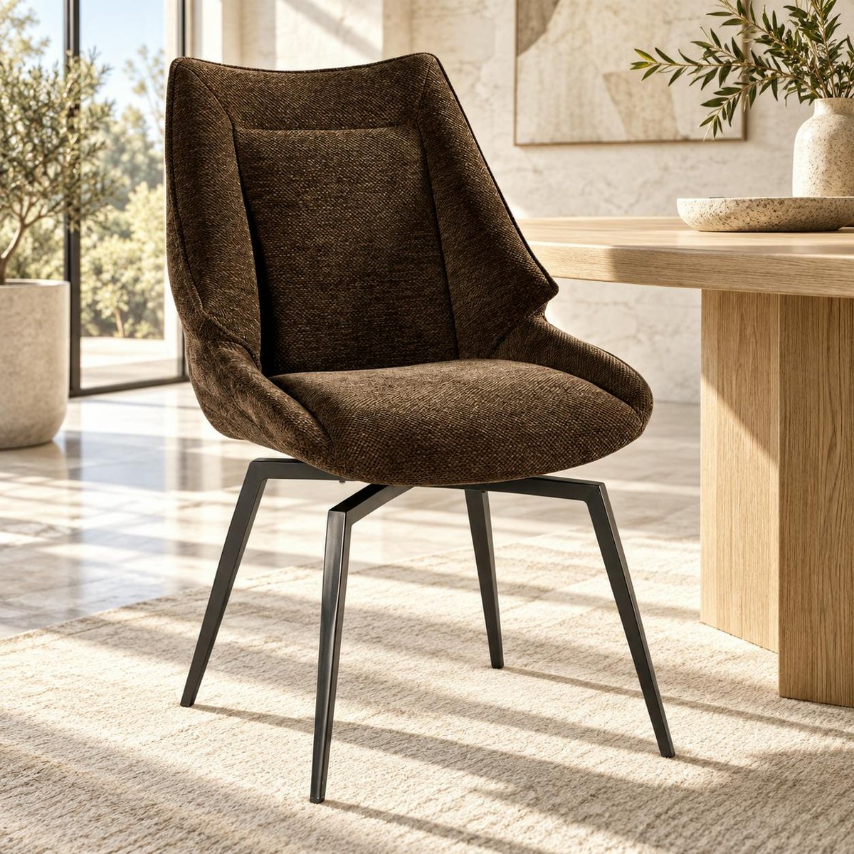 Chaise design tissu microfibre chocolat (lot de 2) IENA marron, PIER IMPORT