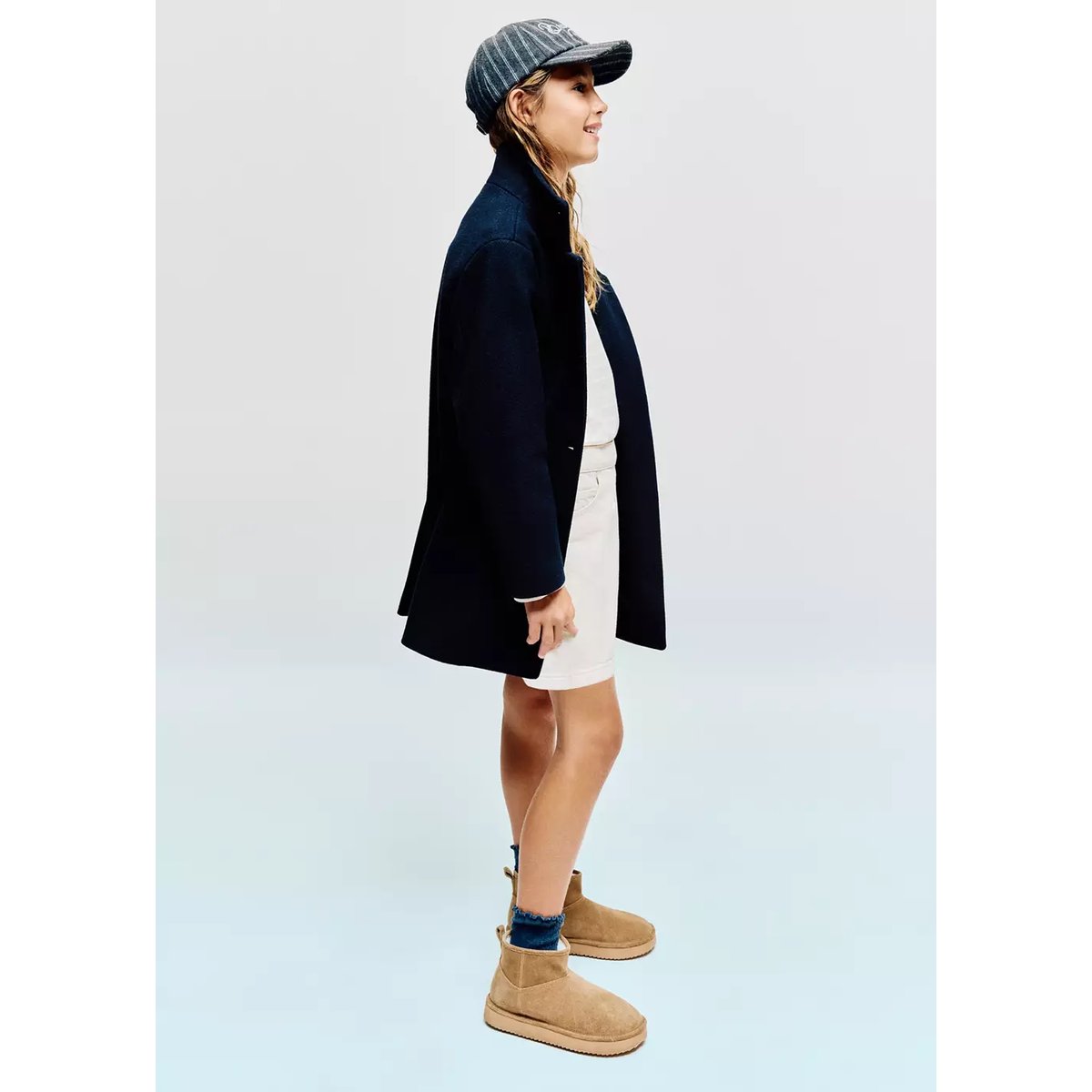 Manteau long drap de laine bleu marine, MANGO KIDS