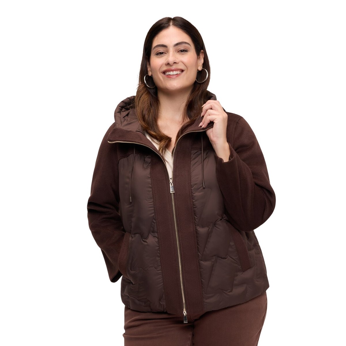 Doudoune à capuche marron, FIORELLA RUBINO