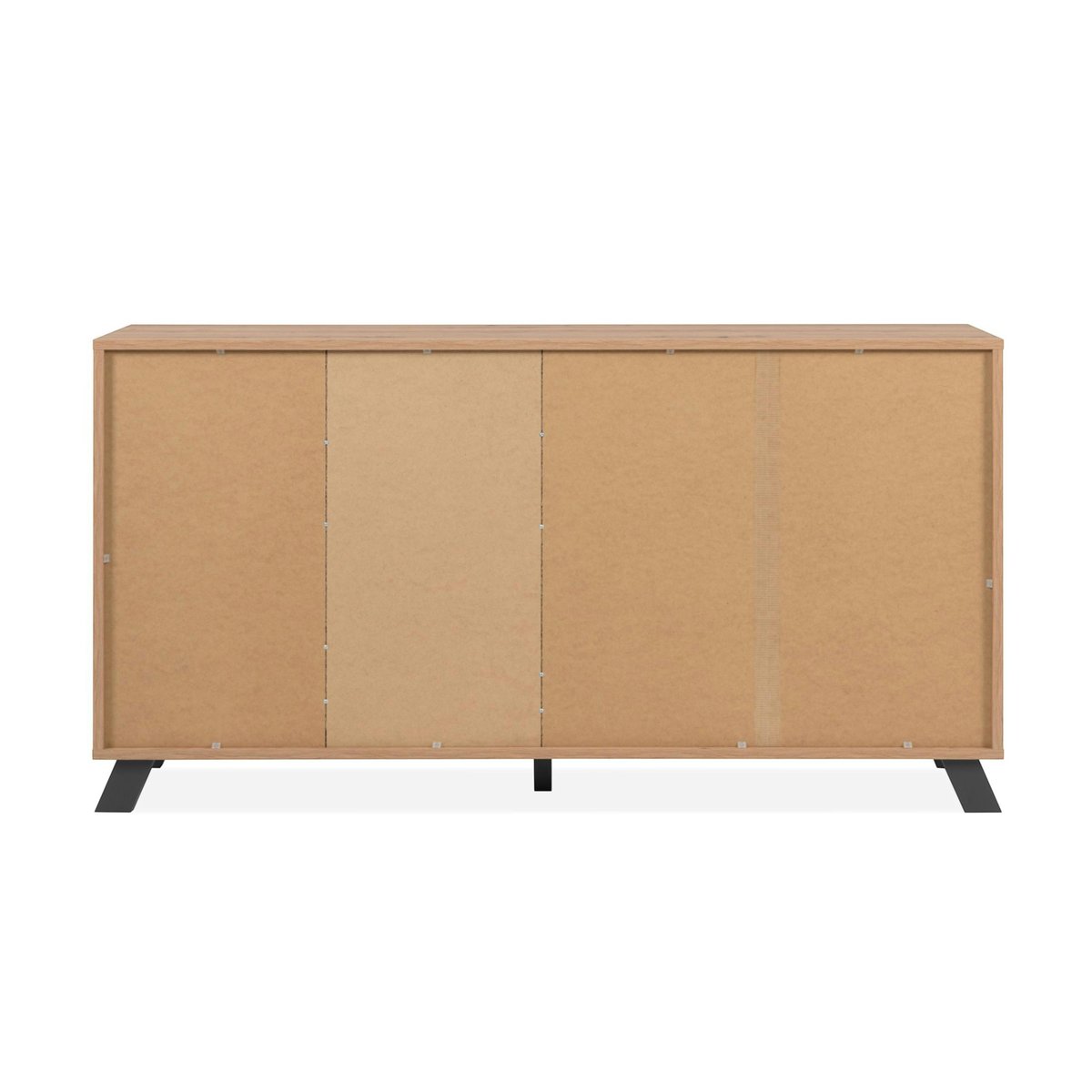 Buffet long moderne 1 porte noire rainurée 160 cm ALVA bois naturel, PIER IMPORT