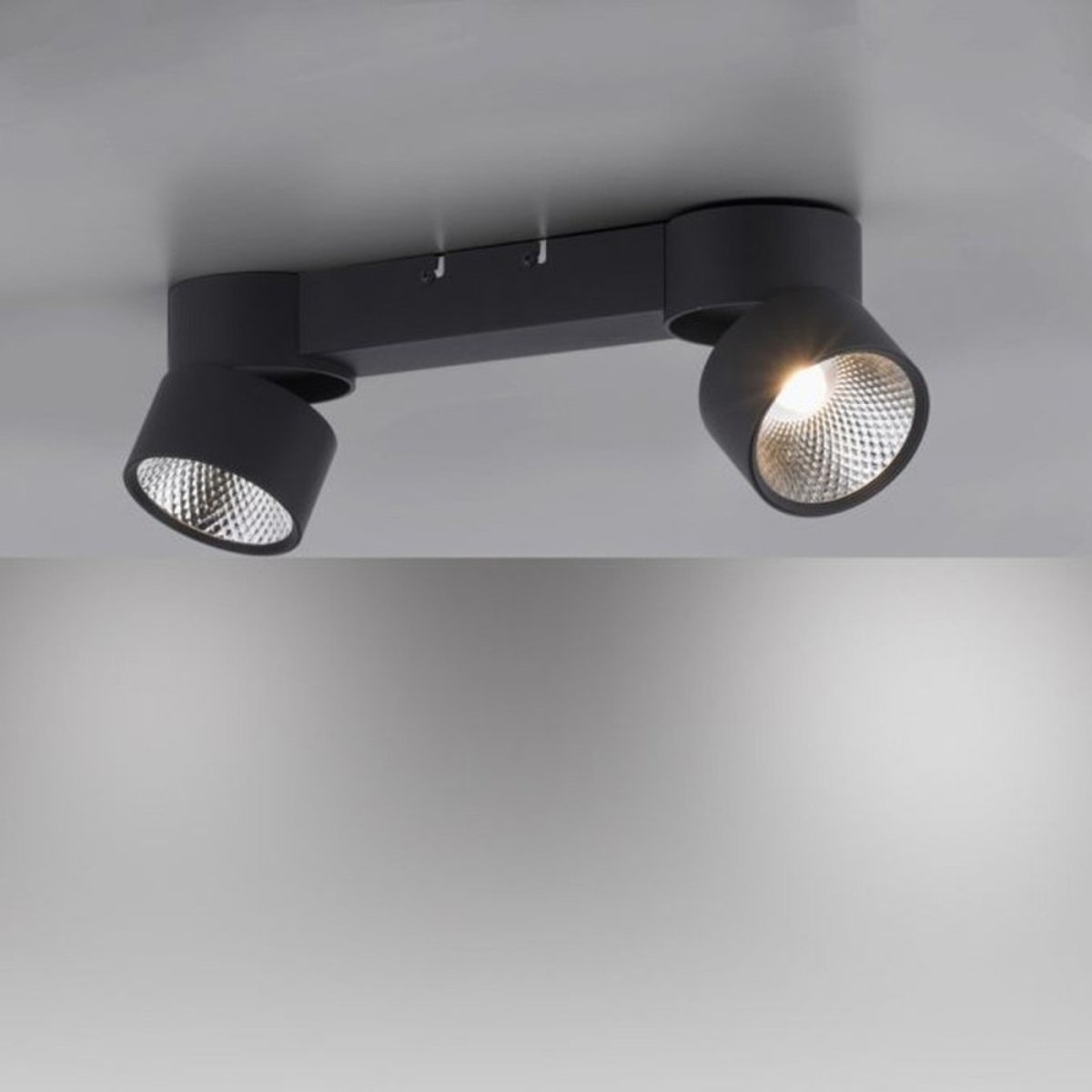 Rampe 2 Spots Nola Noir Led Puissant Et Dimmable noir, MILLUMINE