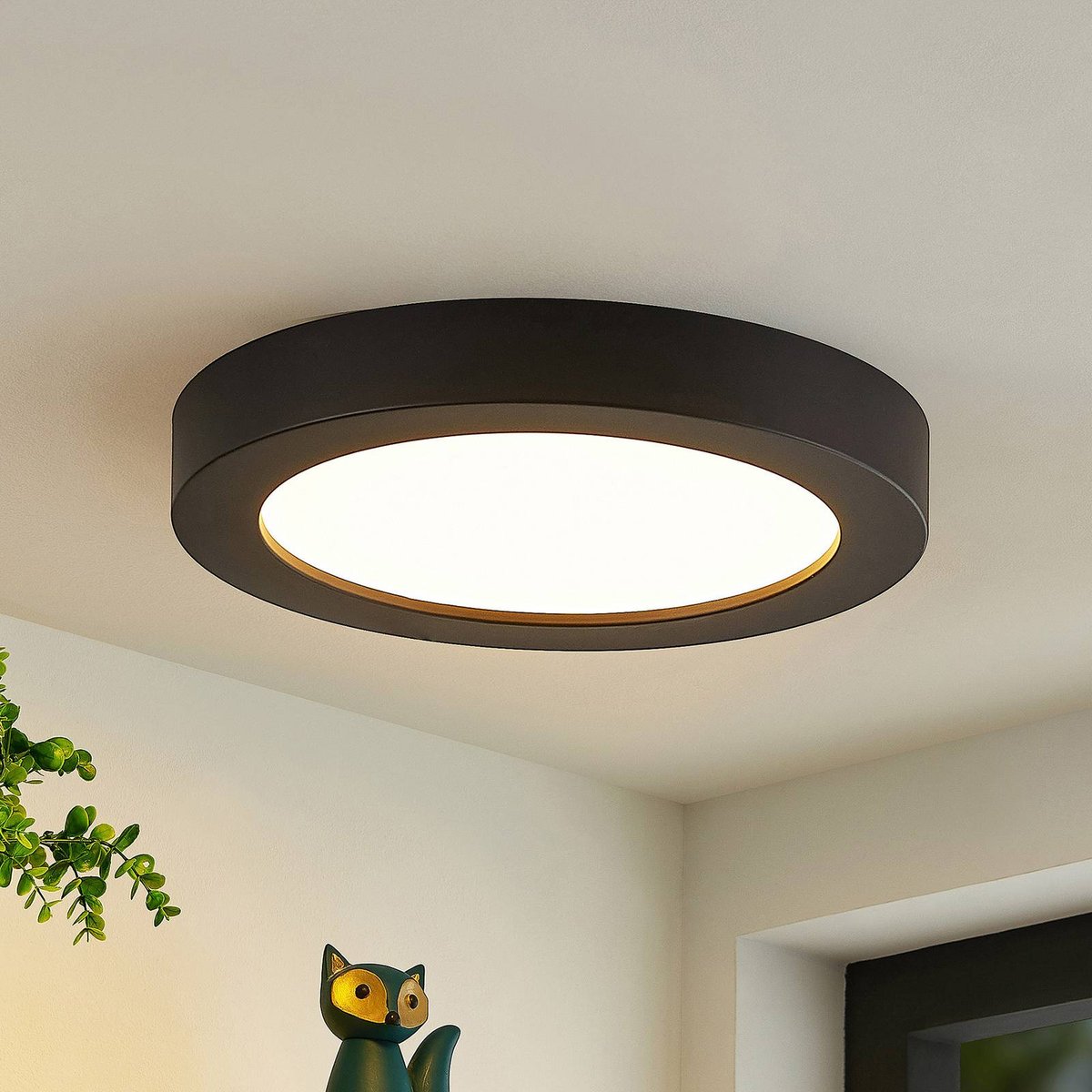 Plafonnier en aluminium moderneLED, Edwina noir, blanc, PRIOS