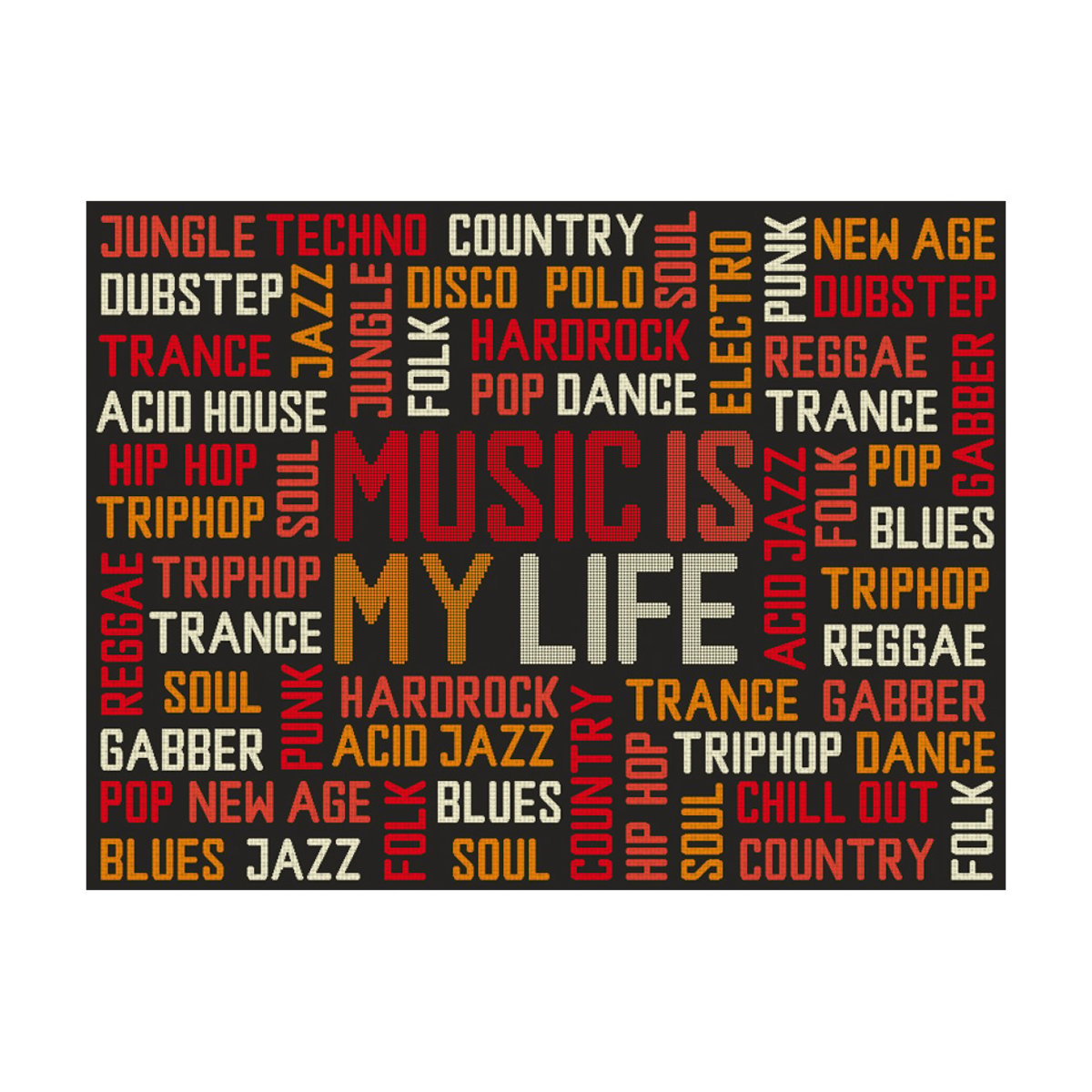 Papier peint intissé panoramique Hobby Music is my life orange / cuivré, EDEN