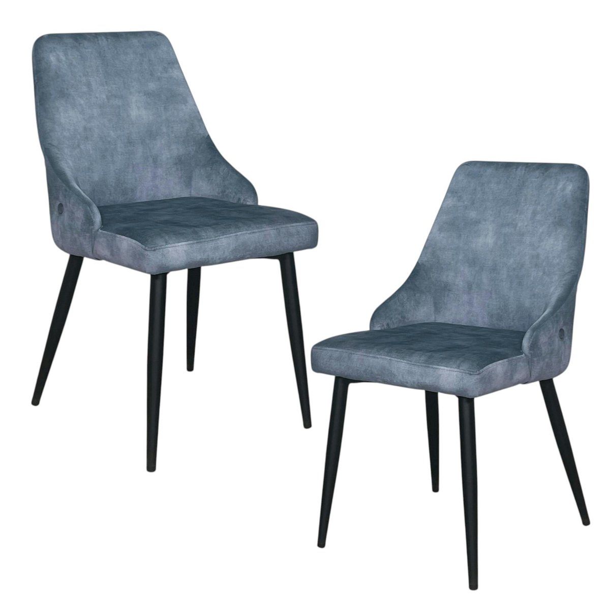 Chaise en velours (lot de 2) MALMOE bleu, PIER IMPORT