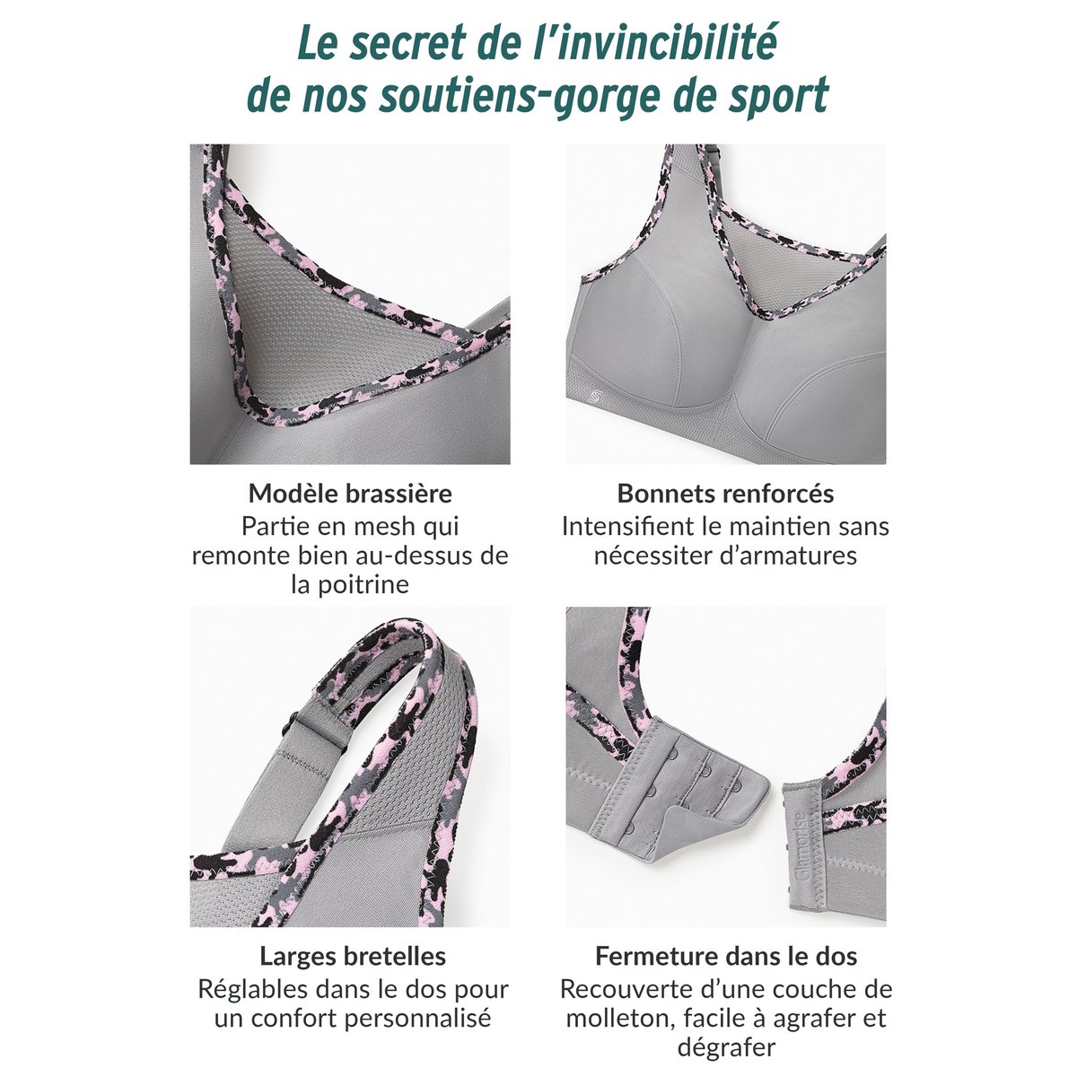 Brassi Glamorise Sport Anti-Rebondissements rose guimauve, GLAMORISE