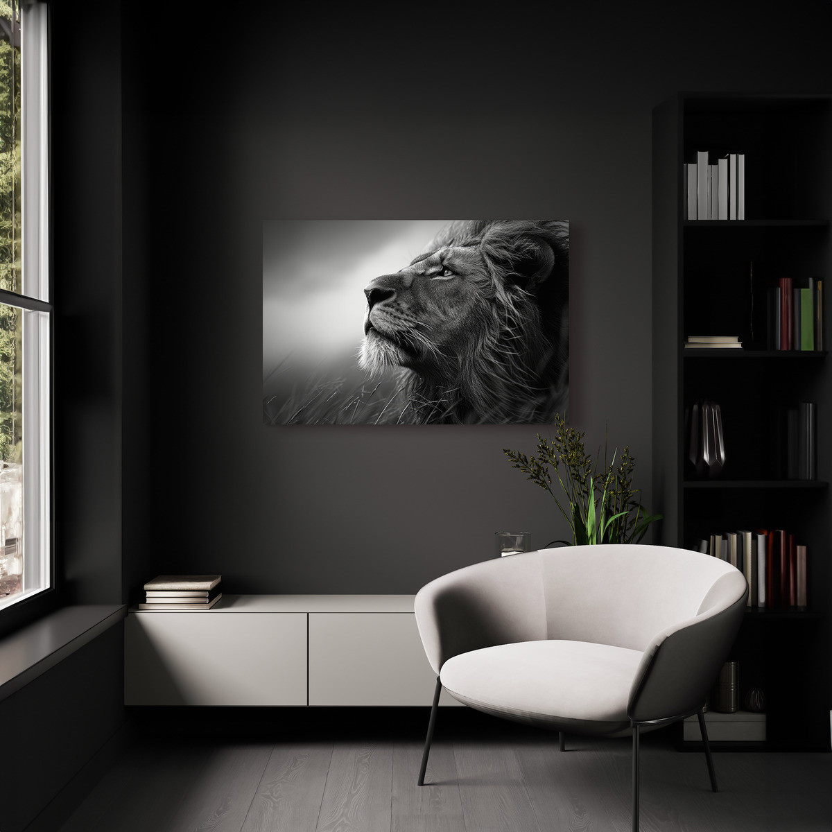 Tableau Sur Toile Lion Songeur ANIMAUX tableaux sur toile-noir & blanc, CEANOTHE