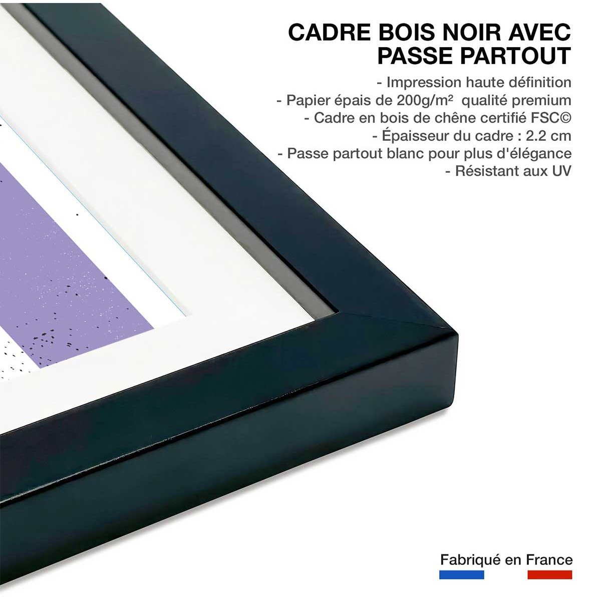 Affiche Oeil conceptuel affiche + cadre en bois - noir, HEXOA