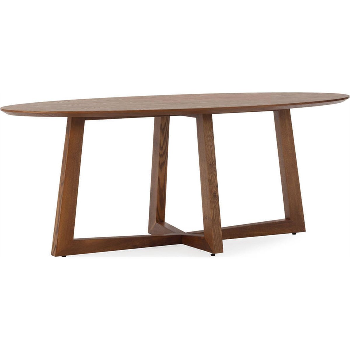 Table à manger ovale en placage de frêne noyer, RECOLLECTION