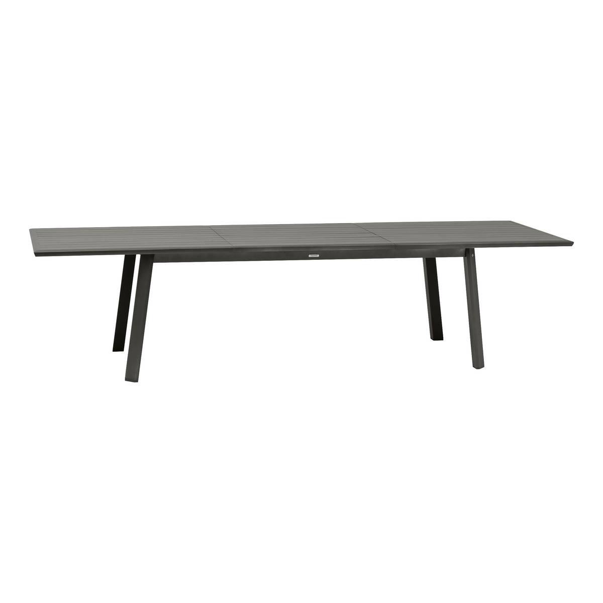 Table de jardin extensible 12 places en aluminium effet bois PAVANE gris graphite, HESPERIDE