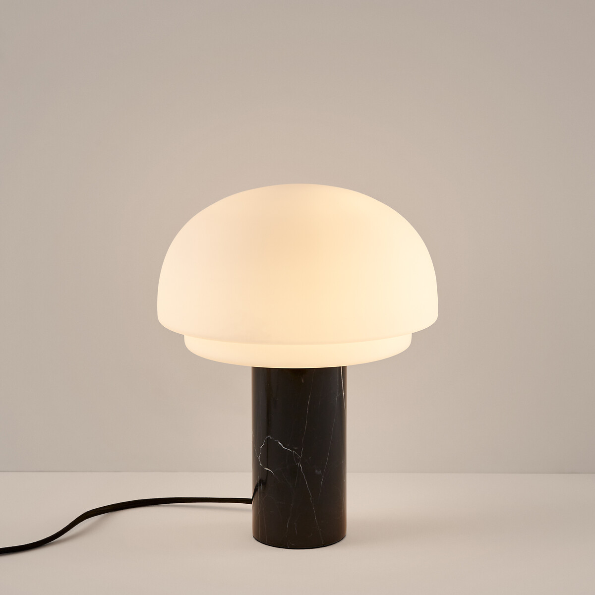 Lámpara de mesa, vidrio opalino y mármol, altura 27 cm, AGATHILDA negro, LA REDOUTE INTERIEURS