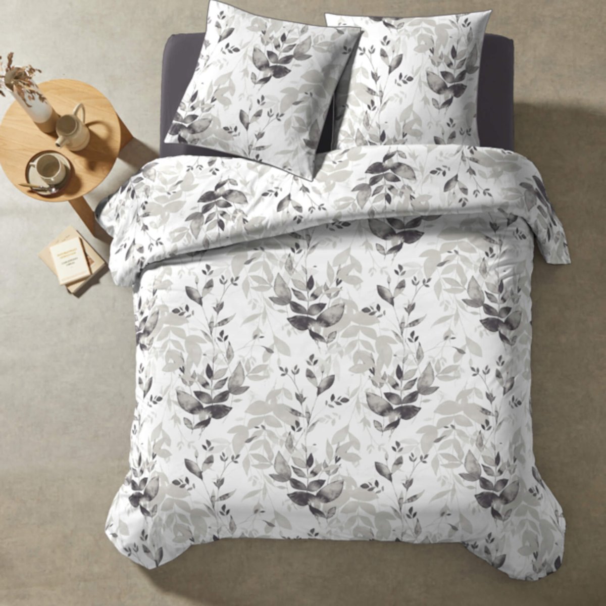 Parure de lit SLINE blanc, TERRE DE NUIT