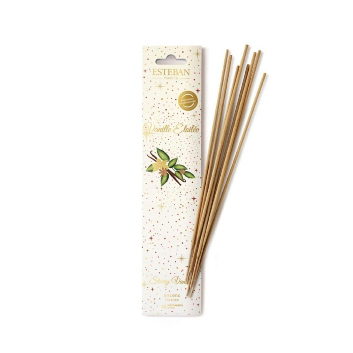 Parfum d'intérieur - Encens indiens 20 batônnets Vanille Etoilé blanc, ESTEBAN