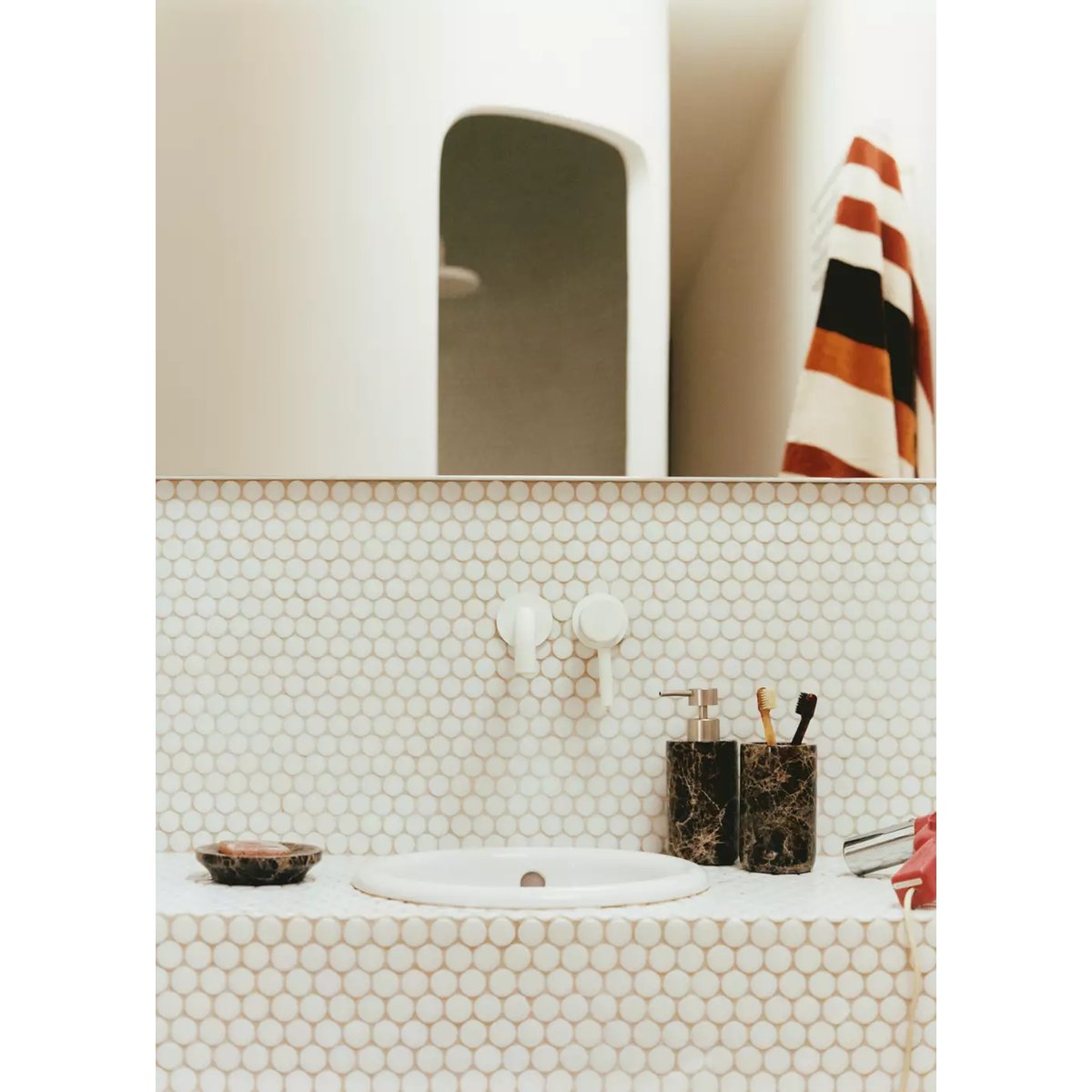 Distributeur de savon marbre marron, MANGO HOME