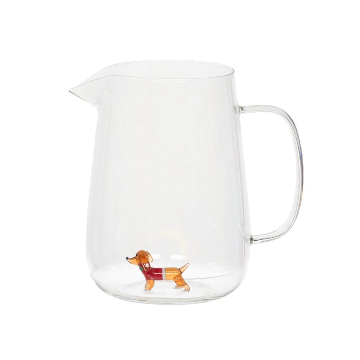 Pichet en verre décoré 170cl teckel noël transparent / cristal, AMADEUS