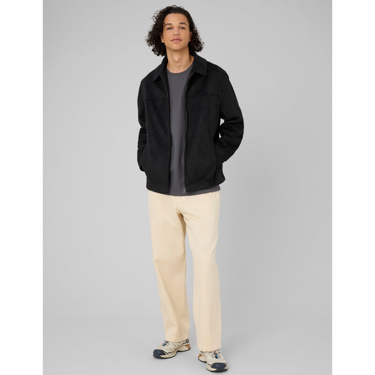 Veste zippée en suédine noir, BZB