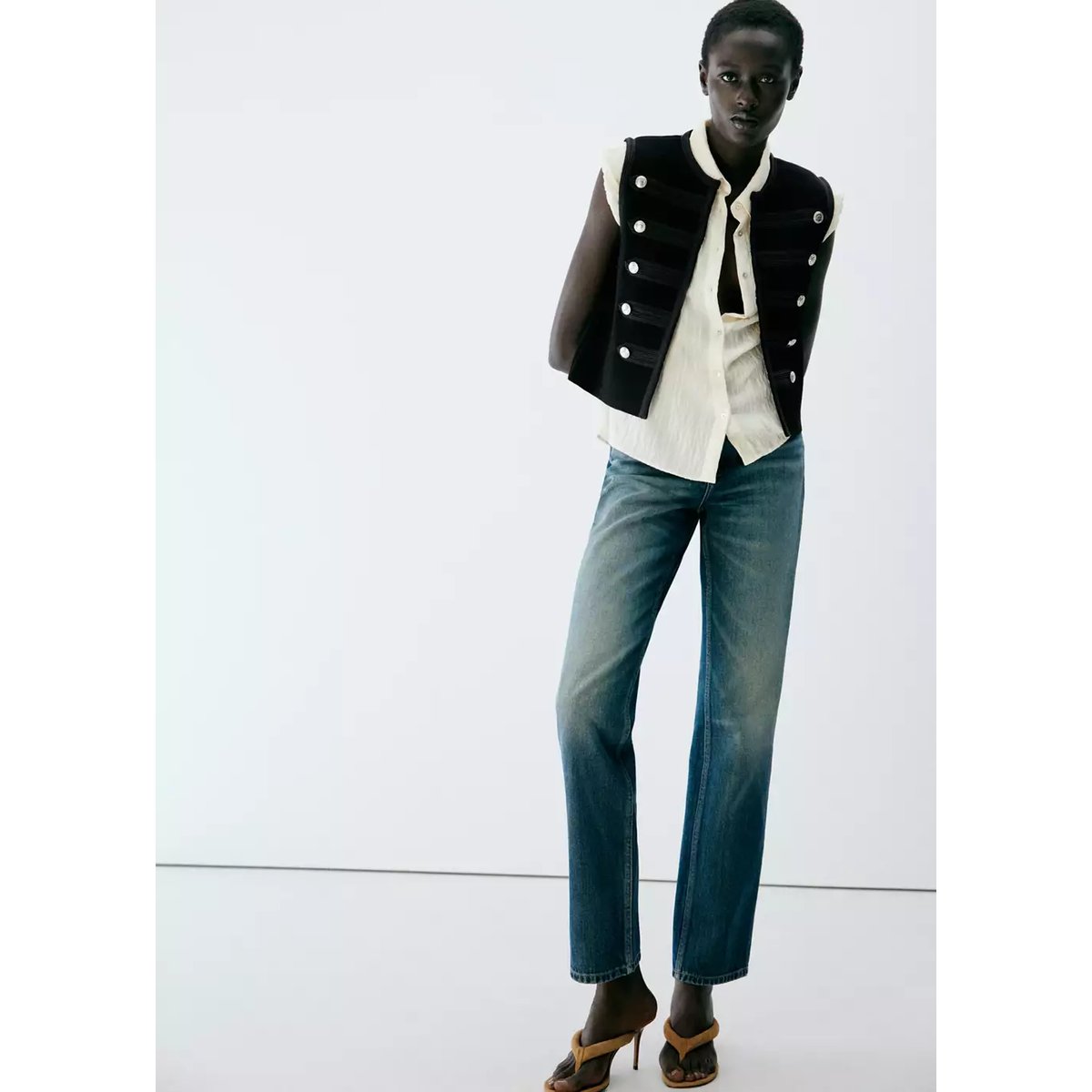 Gilet maille boutons noir, MANGO