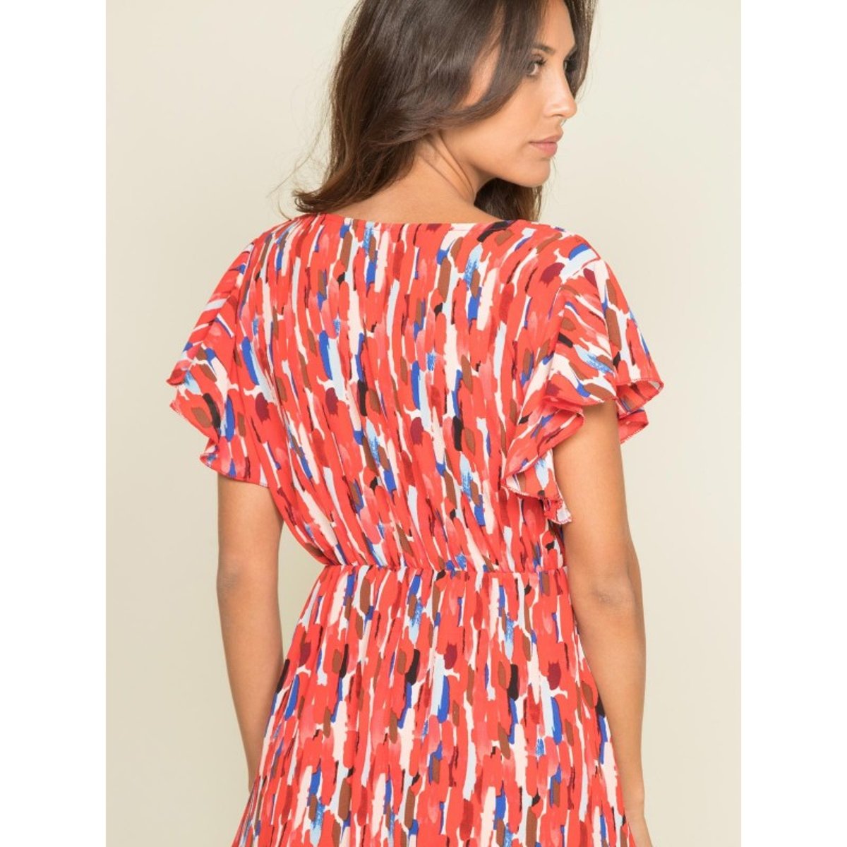 Robe Courte Motifs Ired rouge, DONA LISA
