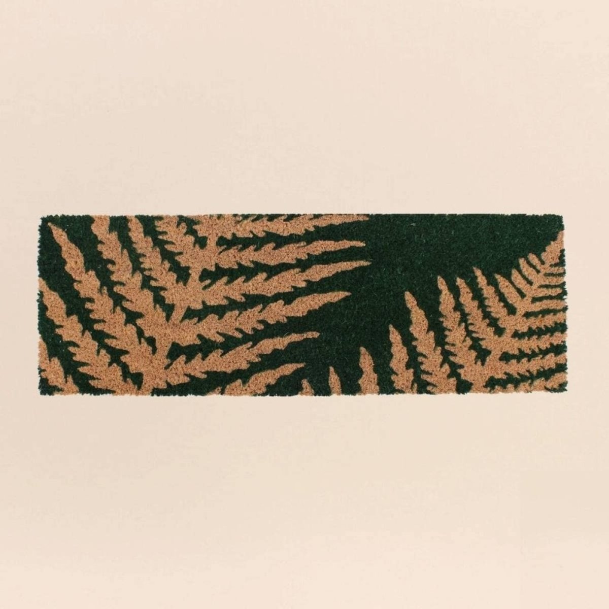 Paillasson de marche coco imprimé fougères 25x75cm vert, ORNAMI