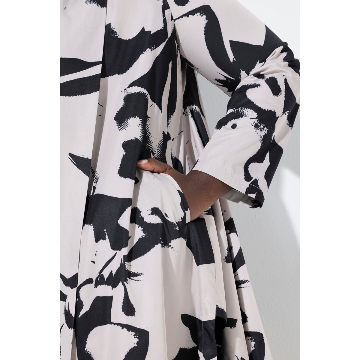 Veste longue asymétrique gris beige, ULLA POPKEN
