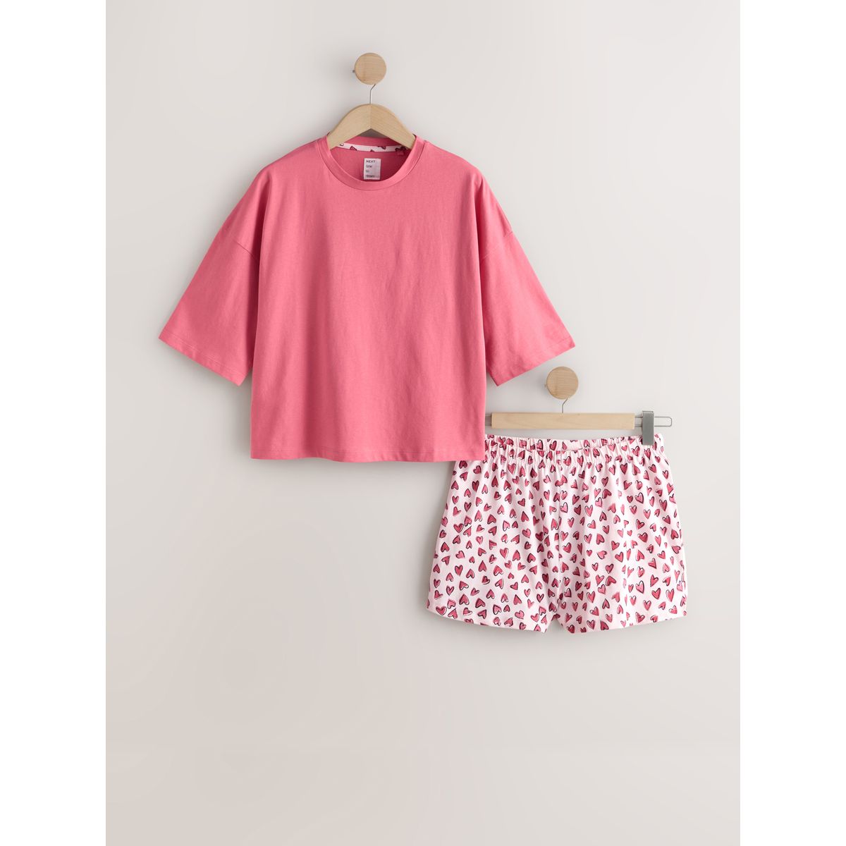 Ensemble pyjama short en coton coeur rose, NEXT