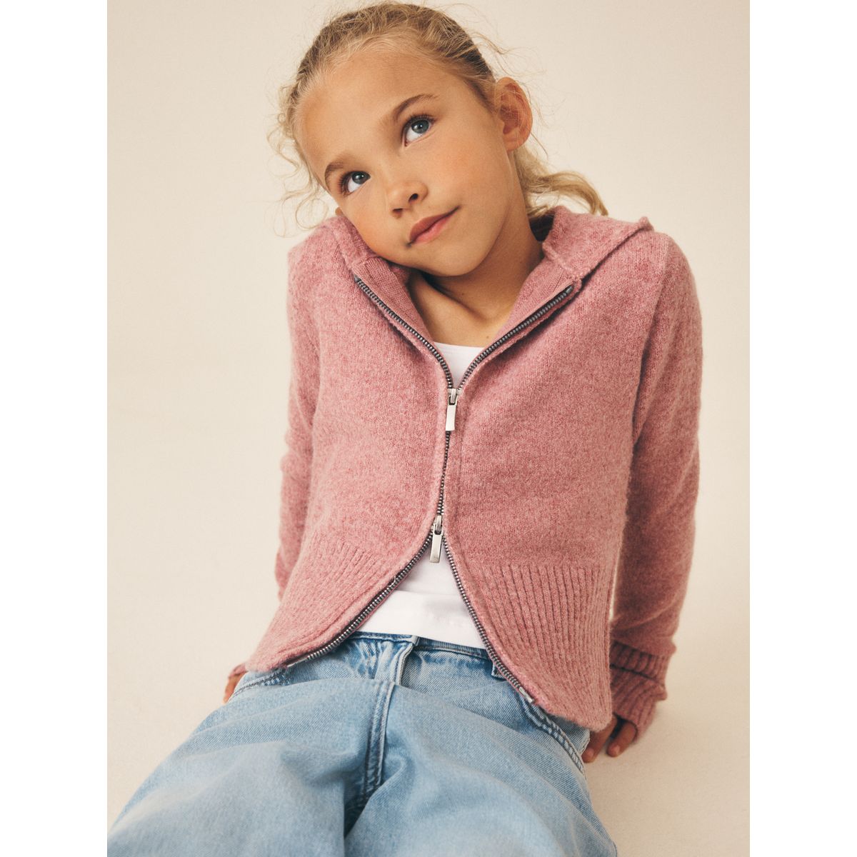 Sweat à capuche en maille rose, NEXT
