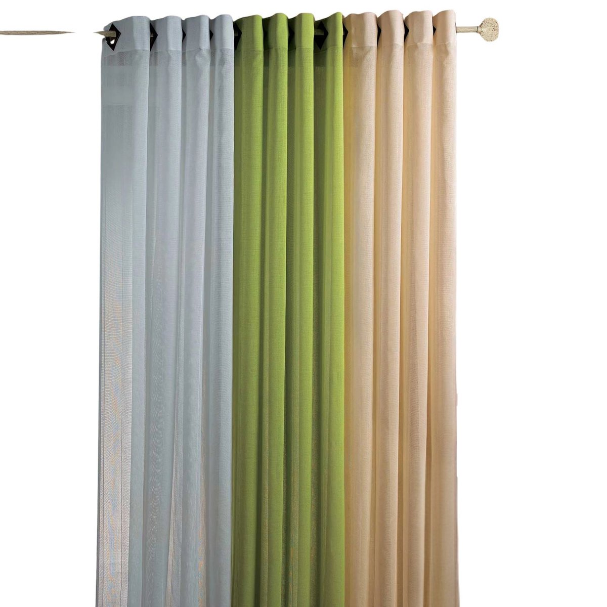 Voilage voile à légère rayure tissée crème, HOME MAISON