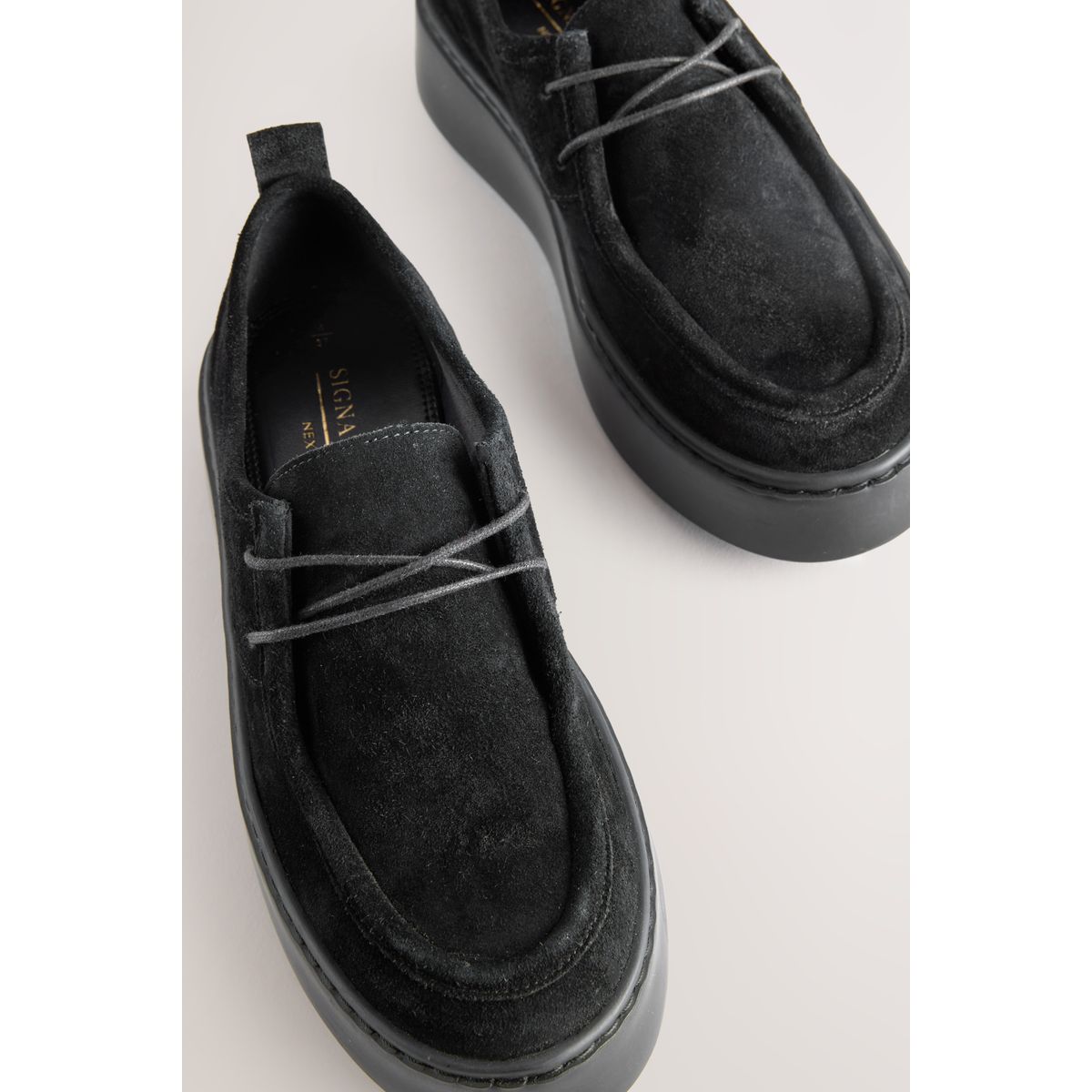 Chaussures à lacets en cuir noir, NEXT